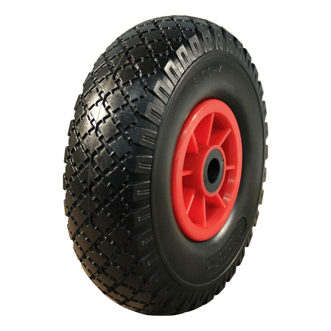 PU-band-wiel-3.00x4-blok-2.10X4-rollager-O20-NL75-kunststof-rood PU band + wiel 3.00x4 blok + 2.10X4 rollager Ø20 NL75 kunststof rood | Van Welpen Onderdelen