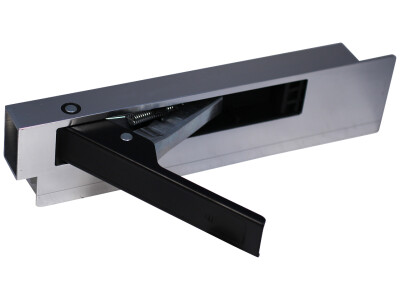 Zijbordsluiting , aluminium met stalen handgreep (zwart) 400mm rechts