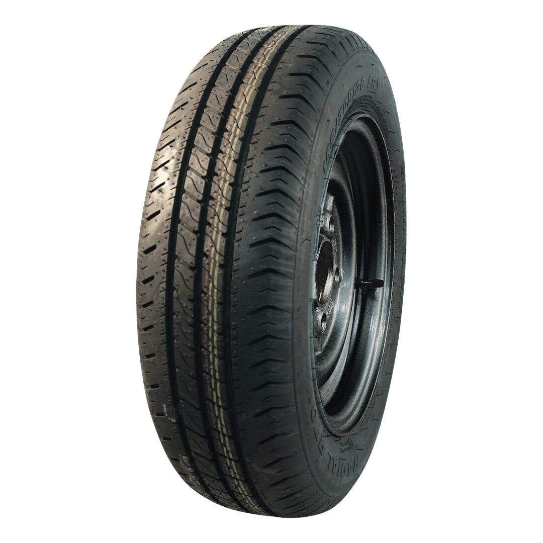 Luchtband-wiel-18560-R12C-R701-MS-5½Jx12H2-ET30-671125-104101-N-staal-zwart Luchtband + wiel 185/60 R12C R701 M+S + 5½Jx12H2 ET30 67/112/5 104/101 N staal zwart | Van Welpen Onderdelen