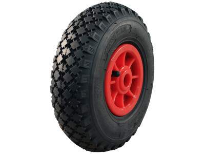 Luchtband + wiel 3.00-4 V-6605 2PR + 2.10x4 rollager Ø25 NL75 kunststof rood