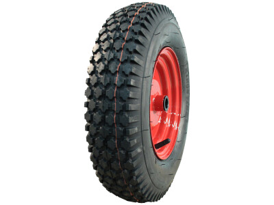 Luchtband + wiel 4.80/4.00-8 S-2202 6PR + 2.50Ax8 ET0 rollager Ø25 NL75 60 A3 staal rood