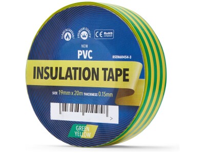 Isolatietape groen/geel 20m per rol