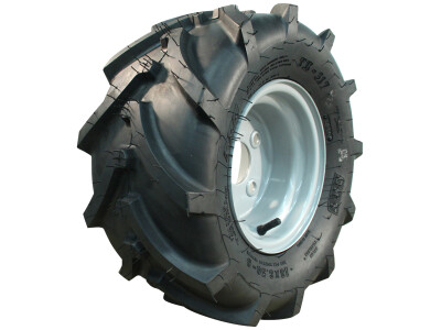 Luchtband + wiel 18x8.5-8 TR-317 4PR + 7.00Bx8H2 ET-2 60/100/4 staal zilvergrijs rechts