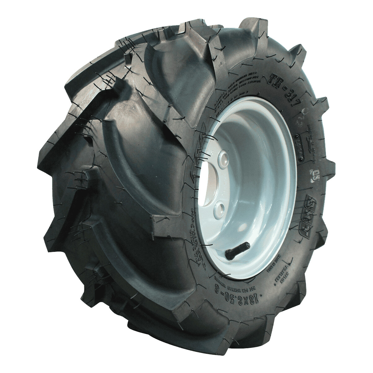 Luchtband-wiel-18x8.5-8-TR-317-4PR-7.00Bx8H2-ET-2-601004-staal-zilvergrijs-rechts Luchtband + wiel 18x8.5-8 TR-317 4PR + 7.00Bx8H2 ET-2 60/100/4 staal zilvergrijs rechts | Van Welpen Onderdelen