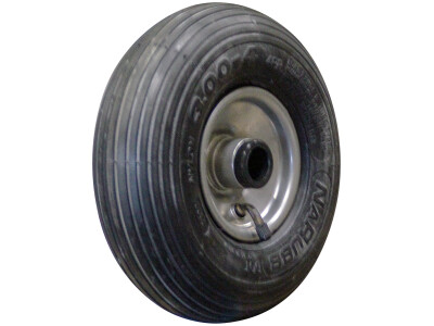 Luchtband + wiel 3.00-4 S-2301 4PR + 2.10x4H2 ET0 rollager Ø25 NL75 staal zilvergrijs