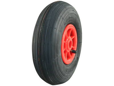 Luchtband + wiel 3.00-4 V-5501 4PR + 2.10x4 rollager Ø20 NL75 kunststof rood