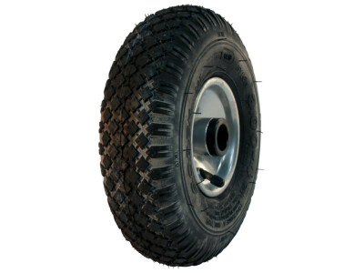 Luchtband + wiel 4.00-4 V-6605 4PR + 2.10x4H2 ET0 rollager Ø25 NL75 A3 staal zilvergrijs