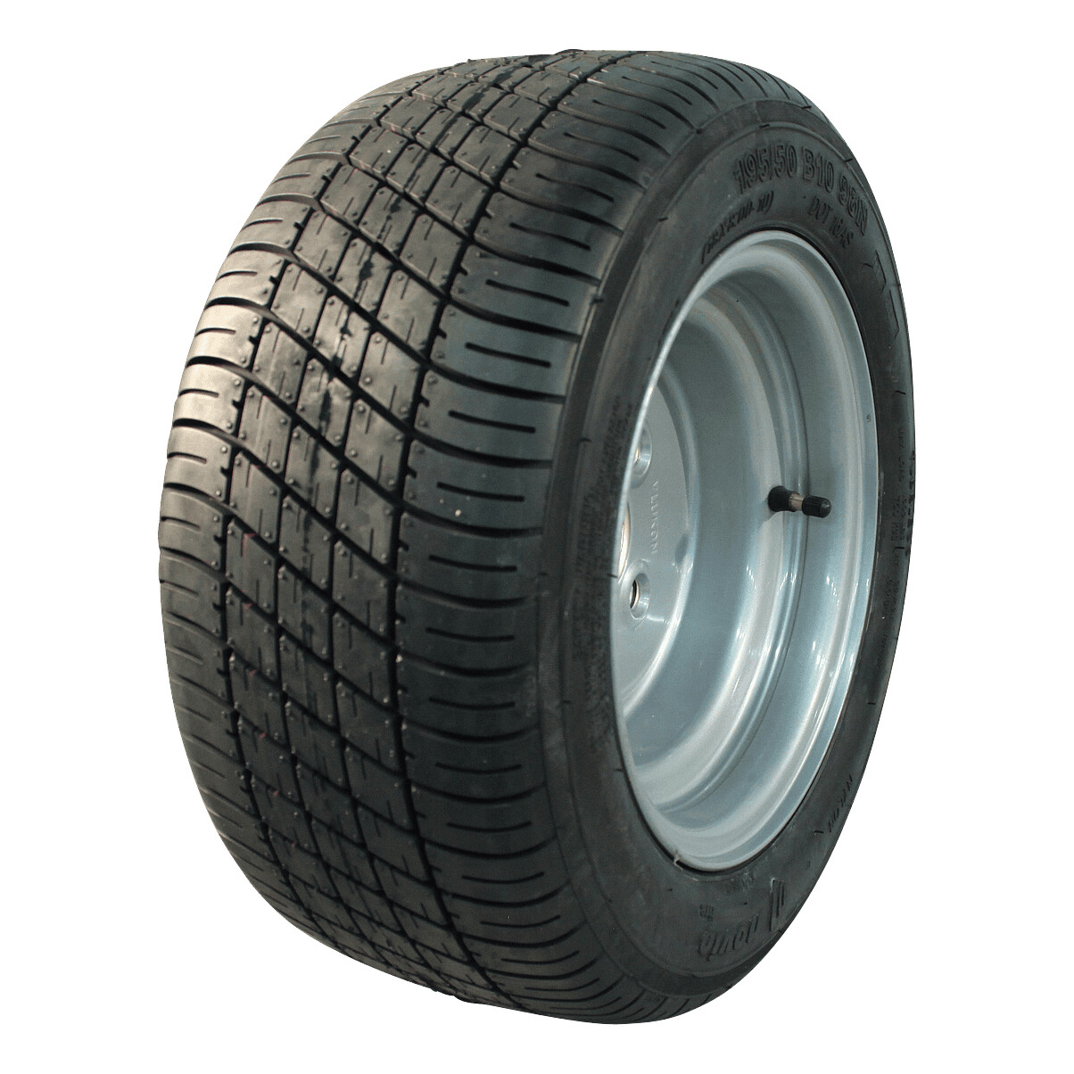 041c1d09f7b88f2a0c26741f85cb72a4 Luchtband + wiel 195/50 B10 (18x8.00-10) Trailermaxx M-8001 + 6.00Ix10H2 ET-4 60/100/4 98 N staal grijs | Van Welpen Onderdelen
