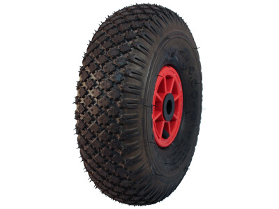 Luchtband + wiel 4.00-4 S-2303 4PR + 2.10x4 rollager Ø20 NL75 kunststof rood