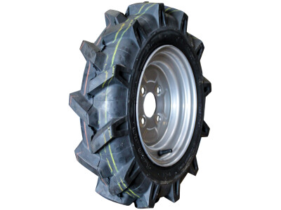 Luchtband + wiel 4.50-10 V-8803 4PR + 3.50Bx10H2 ET0 60/100/4 staal grijs links