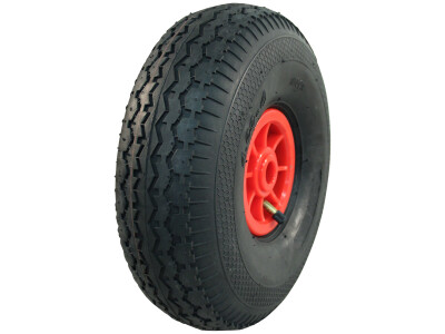 Luchtband + wiel 4.00-4 V-6504 4PR + 2.10x4 rollager Ø20 NL75 kunststof rood