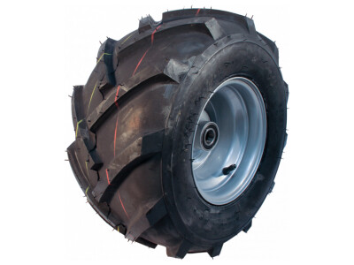 Luchtband + wiel 18x9.50-8 HF-255 4PR + 7.00Ax8H2 ET0 NL90 A3 staal grijs links