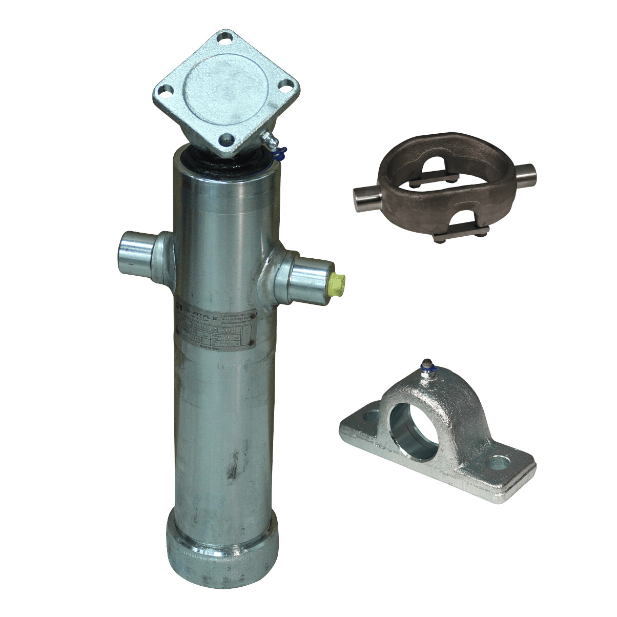 6b113b95fcb14a2f05782a32dc3db04b Set hefcilinder verzinkt 2036Q 5ton slag 1043mm 3 traps + verzinkte schroefpan, cardanring, montage-ogen en slangbreukbeveiliging | Van Welpen Onderdelen