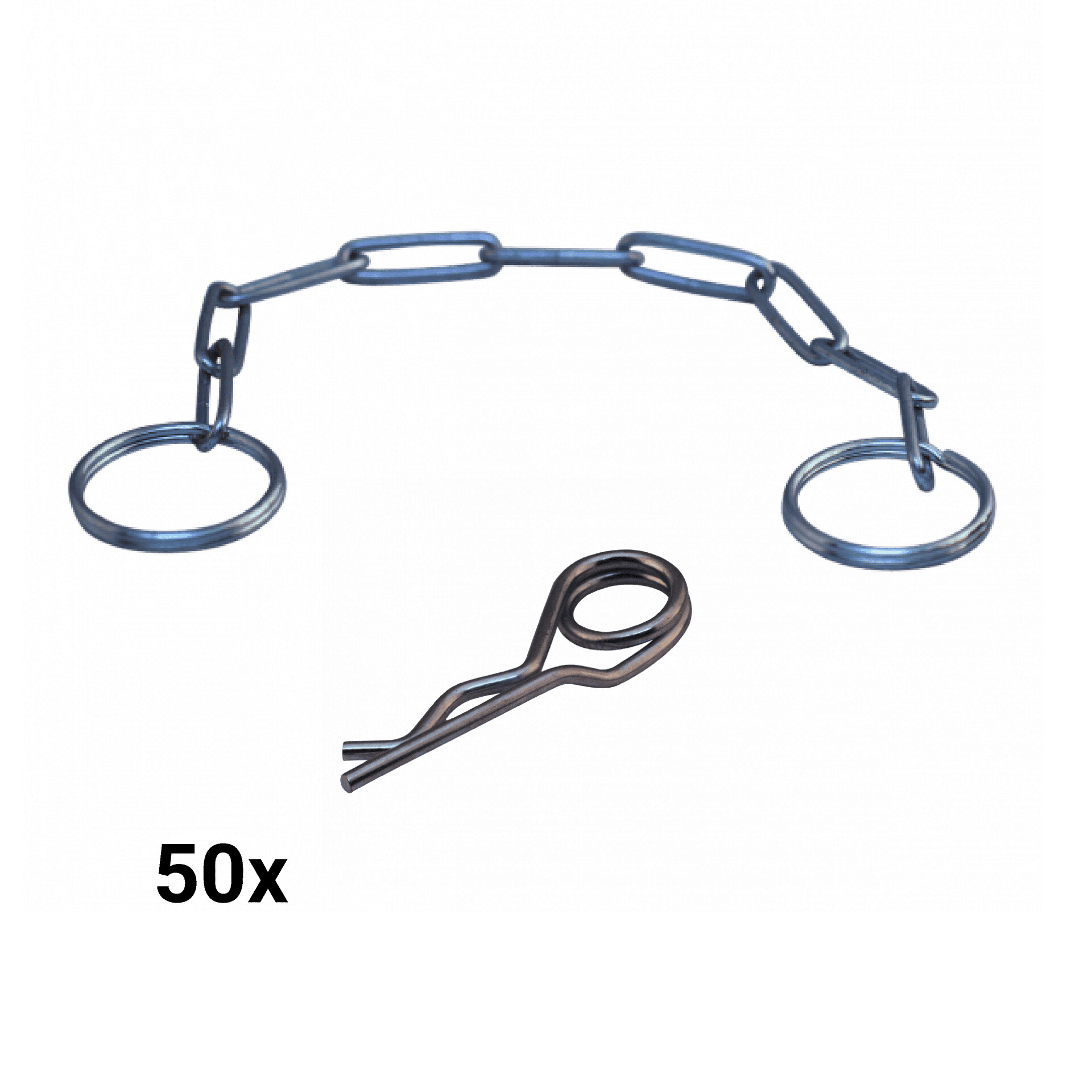 6d7409c88292ef20bff7c9a73a91d70e Borgveer, dubbel veiligheidsketting Ø3 245mm verenstaal, wit verzinkt verzinkt met 2 O-ringen | Van Welpen Onderdelen