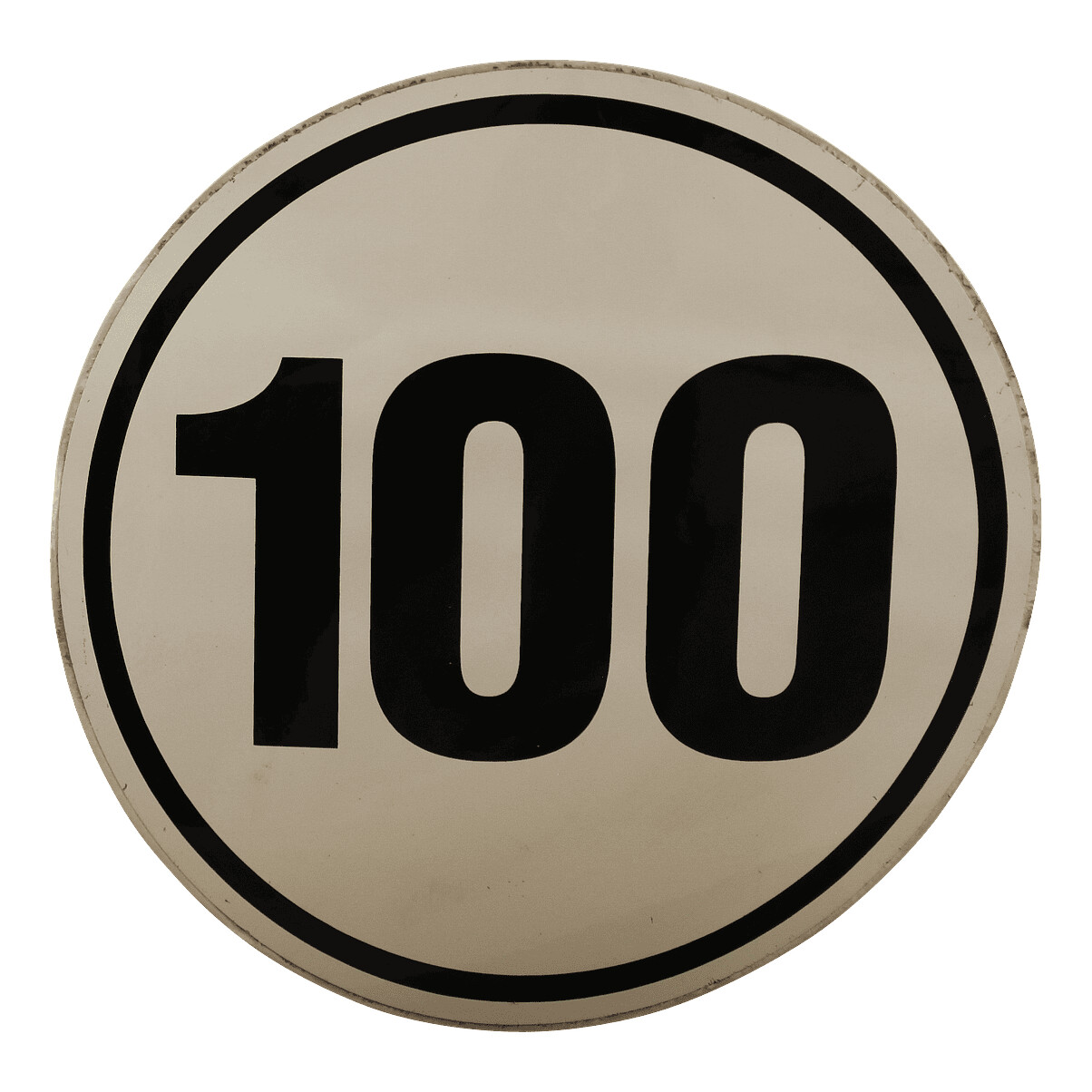 883f852ca8dc88b3148d593eb9483946 Markeringssticker 100km/h voor Duitsland Ø200mm wit met zwarte rand en zwarte letters | Van Welpen Onderdelen