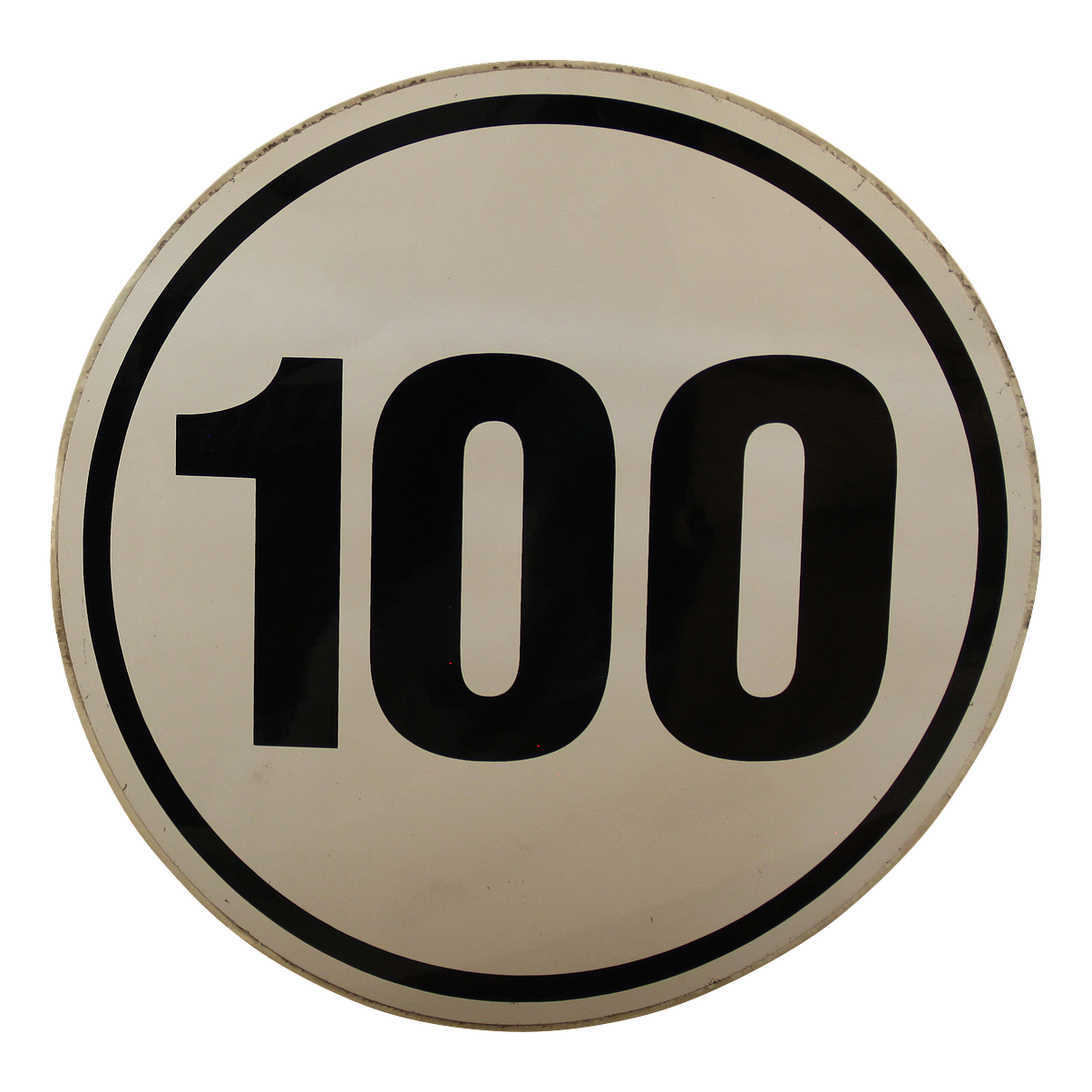 883f852ca8dc88b3148d593eb9483946 Markeringssticker 100km/h voor Duitsland Ø200mm wit met zwarte rand en zwarte letters | Van Welpen Onderdelen