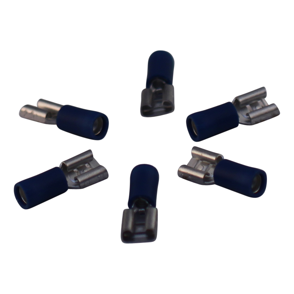 9d95a37d221ee520fd2bd211c0546cdc Vlakstekerhuls voor draad 1,5 - 2,5mm2 , 6,3x0,8mm, blauw | Van Welpen Onderdelen
