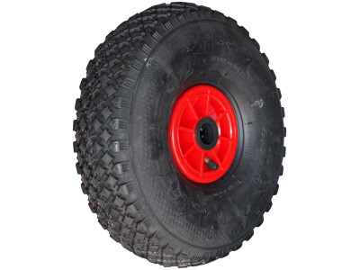 Luchtband + wiel 4.00-4 V-6605 4PR + 2.10x4 rollager Ø25 NL75 A3 kunststof rood