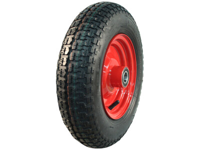 Luchtband + wiel 3.50-8 V-9128 4PR + 2.50Ax8H2 ET0 NL100 46 N staal rood