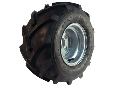 Luchtband + wiel 18x9.50-8 HF-255 4PR + 7.00Bx8H2 ET0 60/100/4 A3 staal grijs links