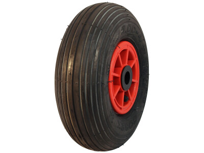 Luchtband + wiel 3.00-4 S-2301 2PR + 2.10x4 rollager Ø25 NL75 kunststof rood