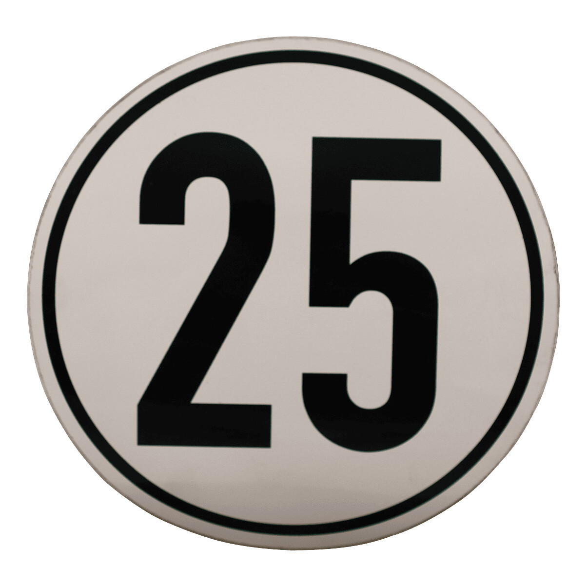 f1e9647d5fb1419028df802d6c7d59c4 Markeringssticker 25km/h voor Duitsland Ø200mm wit met zwarte rand en zwarte letters | Van Welpen Onderdelen