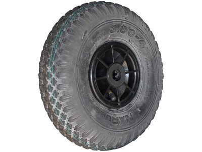 Luchtband + wiel 3.00-4 S-2303 2PR + 2.10x4 rollager Ø20 NL75 kunststof zwart